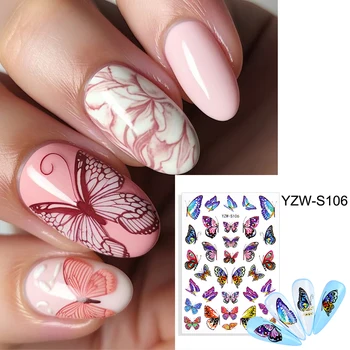 1 fluture roz nail art sticker 3D unghii decor sticker Fluture DIY unghii accesorii