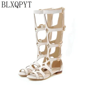 BLXQPYT Culoare ALB Femei Sandale pentru Femeie Pantofi Gladiator Thong Sandale Plate ZIP Chaussure Dimensiuni Mari 34-48 tenis feminino x362-8