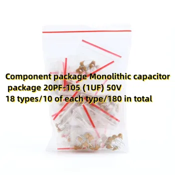 Componenta pachetului Monolit condensator pachet 20PF-105 (1UF) 50V 18 tipuri/10 din fiecare tip/180 în total