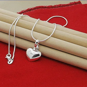 Drăguț minunat Argint 925 Solid Colier Inima 18-30 Cm Șarpe Lanț Pentru Femei Nuntă Farmec Bijuterii de Moda de petrecere