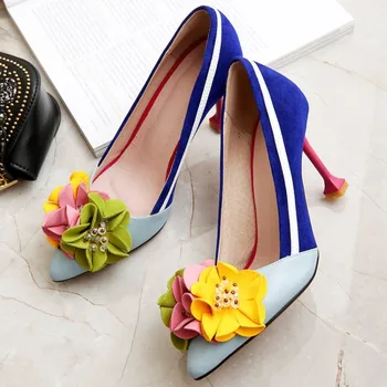  Femei Flori 3D Decor Ascuțite Toe Tocuri inalte Pantofi de Nunta Tocuri Sandale Pantofi de Mireasa Pompe de Moda 2023