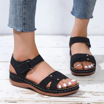 Femei ușoare Pene Sandale de Vara Cruce Curea Sandles Femeie Non-Alunecare Platform Gladiator Pantofi Mici (1-3cm) Casual