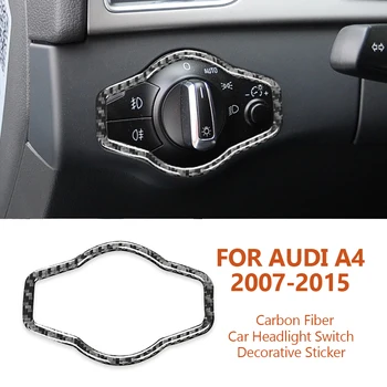 Pentru Audi A4 A5 A4L B8 2007-2015 Hand-made din Fibra de Carbon Auto Faruri Comutator Cadru Decorative Autocolante Auto Interior Accesorioss
