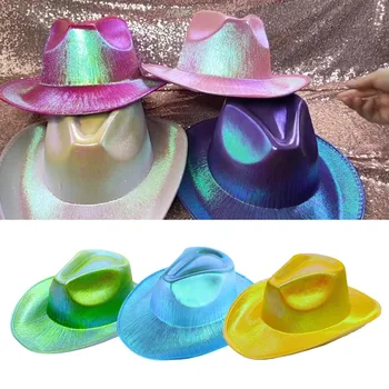 Retro Cowboy Capac Paiete Margine Largă de Jazz Pălării de Top de Ziua de Carnaval Party Club de noapte Pălărie Cowgirl pentru Barbati Femei
