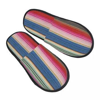 Retro Vintage De Lux Tesatura Dungi Textura Papuci De Casa Femei Confortabile Din Spumă Cu Memorie Boem Stil Boho Aluneca Pe Spa Papuci De Casă Pantofi