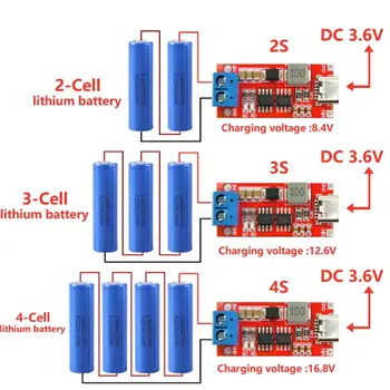 Roșu noul consiliu de administrație 2S 3S 4S Tip C la 8.4 V 12.6V16.8V boost baterie cu litiu module