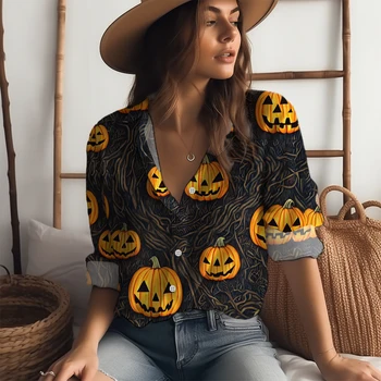 Strada Gotic Camasi de Primavara Toamna Tricouri Noi pentru Femei de Moda Butonul Tricouri Halloween Creative 3D de Imprimare Camasi cu Maneca Lunga