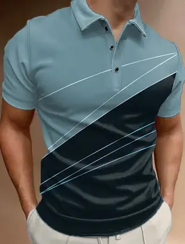 Tricou Polo barbati Tricou de Golf cu Imprimeuri Grafice Geometrie Turndown în aer liber Strada Mâneci Scurte Buton-Jos Print Îmbrăcăminte Îmbrăcăminte