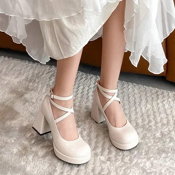 Vara Platforma Tocuri Mary Jane Pantofi De Designer Pentru Femei Indesata Lolita Pantofi 2024 Primăvară Sandale Rochie Nouă Pompe Zapatos Mujer