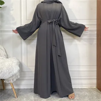 Wepbel 2 Seturi de Piese de Costume de Haine Islamice Caftan Simplu Musulman Costum Abaya Femeile Islamului Rochie cu Buzunare Deschise Abaya Cardigan