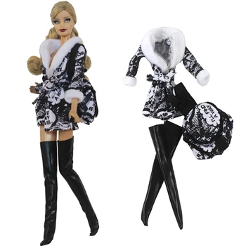 1 Set Haină Lungă Set Pentru Papusa Barbie Moda Haine Lungi Moderna Geanta +PUSocks Pentru 1/6 BJD Papusa Rochie de Petrecere Fetei Cadou Jucarii