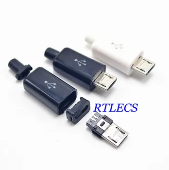 10 buc DIY USB 2.0 Versiune Conector Micro USB 5 Pini de sex Masculin Sârmă de Lipire Tip de Plastic Coajă Jack Coada Priză Conectați Terminalele