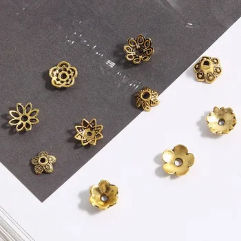 100buc Aur Antic Culoare Floare de Metal Vrac Margele Spacer Capace en-Gros de Mult pentru a Face Bijuterii DIY Meserii Concluziile