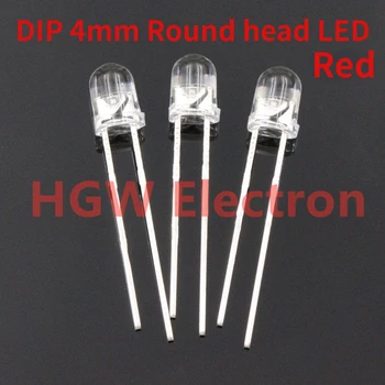 100buc F4mm cap Rotund LED-Light-emitting diode (led-uri) 4MM cap Rotund Roșu subliniat Roșu Indicator luminos LED 2 pini