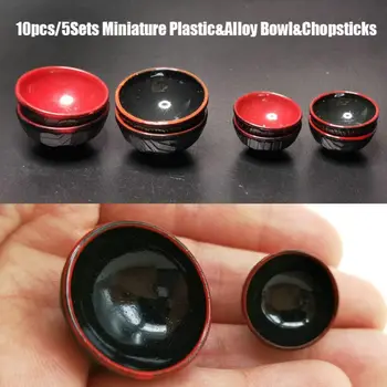 10buc/5Sets Plastic in Miniatura Bol&Betisoarele 39*2*2 mm 3 Culori Mini Set Tacamuri Păpuși Jucării casă de Păpuși Decor