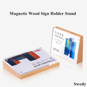 120x80mm Magnetice din Lemn Meniu Hârtie Suport Acrilic Suport Semn Display Stand Imagine Fotografie Cadru Poster Pret Eticheta Card de Tag-uri
