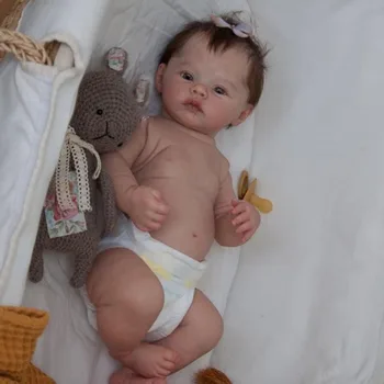 18inch Corp Plin de Vinil Renăscut Baby Doll Pajiște cu Rădăcini de Păr Copil Nou-născut Dimensiune Fata cu Vene Vizibile Moale Siliconen Renăscut