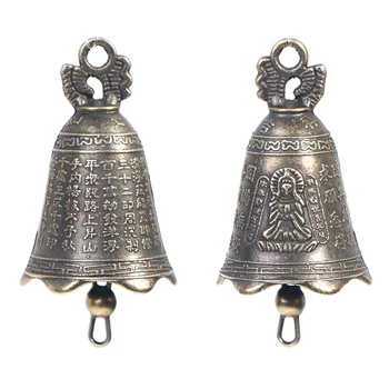 2 buc antic bell mini alamă cupru sculptura rog guanyin clopot feng shui bell invitație buddha, budismul guanyin clopote