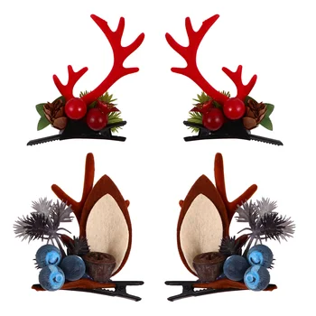 2 Perechi de Coarne de cerb de Crăciun Agrafe de Par Coarne de cerb Ren de Păr Agrafe de par Accesorii de Par pentru copii Copii