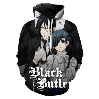 2023 Anime Black Butler Hanorace 3D Hoge Kwaliteit Jachete Kuroshitsuji Figura de Imprimare Hoody Streetwear Haina Anime Femei Hoodie