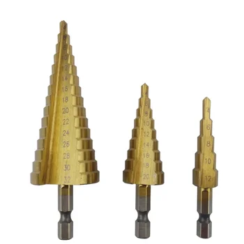 3Pcs Hexagon Călcat burghie 4-12/4-20-4-32 Pagoda Forma de Foraj Instrument Multi-scop Alezor pentru țevi din Plastic, Fier, Aluminiu Placă
