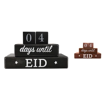 4buc Ramadan Calendar Bloc de Lemn Set Ramadan Advent Calendar Numărătoarea inversă Ornament Pentru Masa Acasă Decor