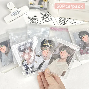50Pcs/pachet Transparent Stele autoadezive Sac Kpop Idol Carduri Foto Pungă de Protecție Photocard Card Mâneci