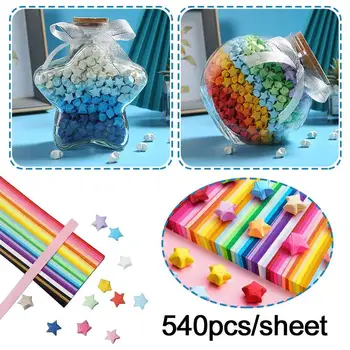 540 Buc Lucky Star Pliere Benzi de Hârtie față-Verso Origami Stele de Hârtie de Culoare Solidă & Cerul Înstelat Model DIY de Mână Meșteșugurilor de Artă