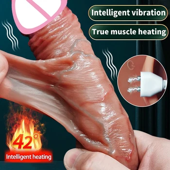 8.46 inch Realist Penis Vibrator Vibrator Încălzire Alunecare Preputul de Piele de sex Feminin Masturbari Pula Mare Adult Jucarii Sexuale pentru Femei