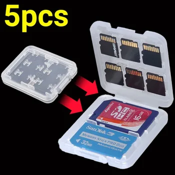 8 in 1 Transparent Greu Micro SD SDHC TF MS Card de Memorie, Cutie de Depozitare Protector Titularul Greu de Caz Card de Memorie, Cutie de Depozitare 5Pcs