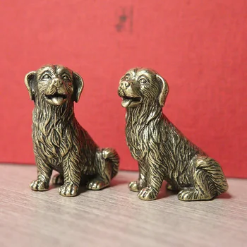Alamă Grele Drăguț Matasoasa Câine Statuie Miniaturi, Figurine Desktop Ornamente Vintage Home Decoratiuni Accesorii Meserii De Colectare