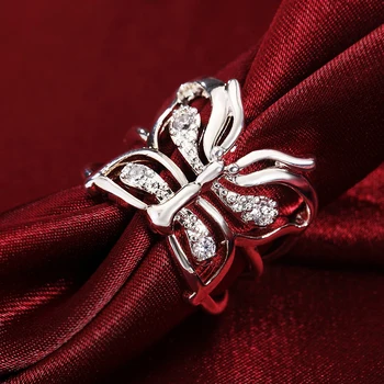Argint 925 Cristal Inel de fluture Pentru Femei reglabil de Moda de Lux Petrecere de Nunta Accesorii Bijuterii Cadouri de Craciun