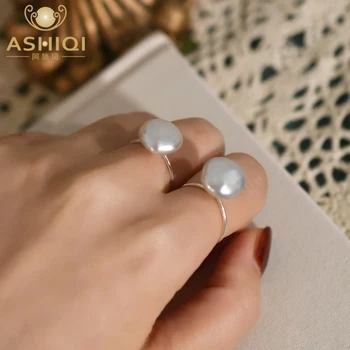 ASHIQI coreean Argint 925 Naturale Baroc de apă Dulce Pearl Ring Moda Bijuterii Femei