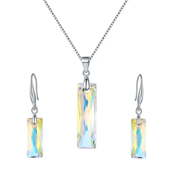 BAFFIN Queen Baguette Pandantiv Bijuterii Seturi de Cristale Din Austria Colier Legăna Cercei Pentru Femeile Nunta Bijuterii Statement