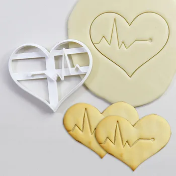 Bataile inimii Temă Medicală Tăietori Cookie Plastic de Desene animate 3D Electrocardiograma Biscuit Timbru Fondant Relief Mucegai de Copt Instrumente