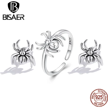 BISAER 100% Argint 925 Spider Seturi de Bijuterii Animal Inel Eearrings Pentru Femei Partid Cadou Bijuterii Fine