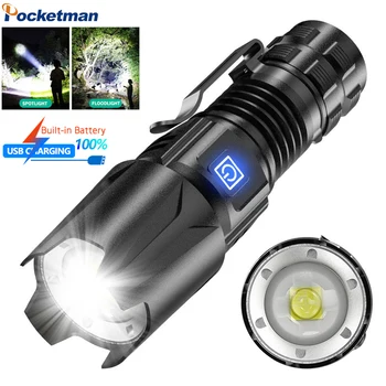 Buzunar MINI Lanterna LED-uri USB C Reîncărcabilă XHP50 Zoomable Tactice Lanterna Luminoase Felinar Camping pentru Expeditii, Vanatoare, Etc