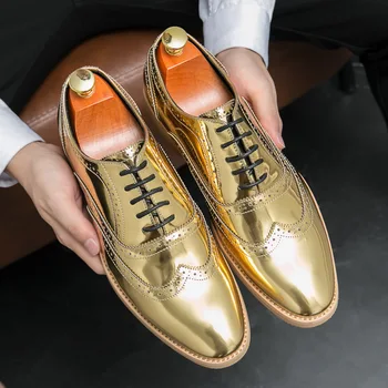 Bărbați de lux de Aur Bullock Pantofi Bărbați COSTUM, Pantofi Casual de Afaceri Formal Pantofi de Piele Barbati se Căsătorească Pantofi Italian Rochie de banchet Pantof