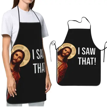 Cadouri pentru Barbati, Femei Chef de Gatit Bucatarie Șorțuri Amuzant Isus Meme am Văzut Că Parodie de Gătit Șorț de Bucătărie Petrol și Rezistent la Apă