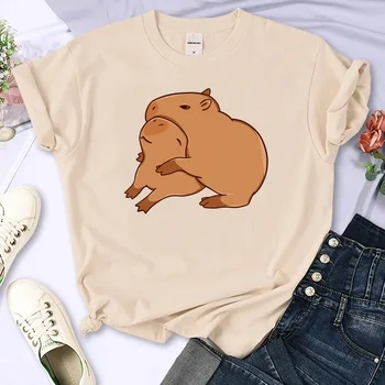 Capybara tricouri femei designer tricou fata amuzant îmbrăcăminte