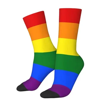 Chaussettes unisexes amusantes pour hommes, Gay Pride LGBT Curcubeu Simt, Respirantes, Chaudes, Impresia de 3D, GAY, Lesbiene Cr