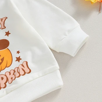 Copil Copil Copil Băiat Costum De Halloween Dovleac De Imprimare Tricou Maneca Lunga Pantaloni Elastic Două Bucata Set Haine