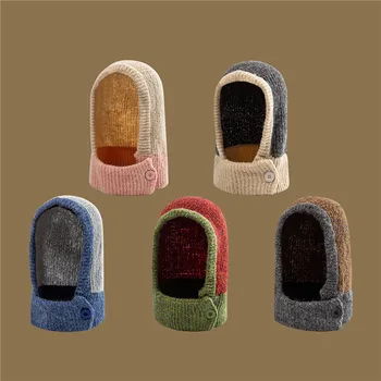 Coreea retro cu dungi tricotate eșarfă, integrat eșarfă cald protecția gât, femei, toamna și iarna
