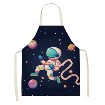 Creative Desene animate Astronaut Imprimare fără Mâneci Șorț de Bucătărie Bărbați și Femei de Origine Instrumente de Curățare Părinte-copil Anti-Șorț murdar