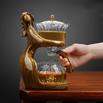 Creative Feminin Statuie Pahar de Ceai Automată, Ceainic Ceai rezistente la Căldură Kungfu Ceai Bea Ceai Face Ceai de Injecție