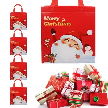 De Crăciun Cadouri De Crăciun Non-Țesute Geantă Cu Mânere 5 Buc Reutilizabile Și Portabil De Crăciun Trata Pungile De Cumpărături De Vacanță