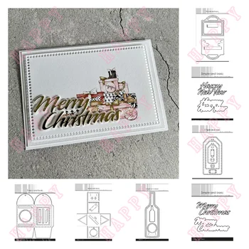 De Metal de Tăiere Mor Giftcard Plic Crăciun Fericit Sticla de Vin Album Jurnal Decor Ambarcațiunile de Relief Șablon Manual DIY