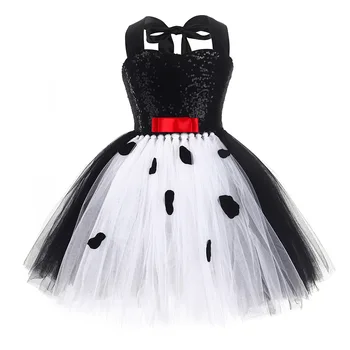 Design Creativ Cruella Printesa Rochii De Petrecere Vrăjitoare Negru Film Costum Costume Pentru Copii En-Gros
