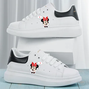 Disney Figura Anime Mickey Mouse Adidași Kawaii Desene Animate Pantofi Minnie Model De Pantofi De Moda Casual Sport Pic De Pantofi Albi