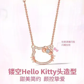 Disney Hello Kitty Colier Pandantiv Din Argint Sterling Fata Dulce Prietena Farmece Personaj De Desene Animate Drăguț Clavicula Lanț De Bijuterii